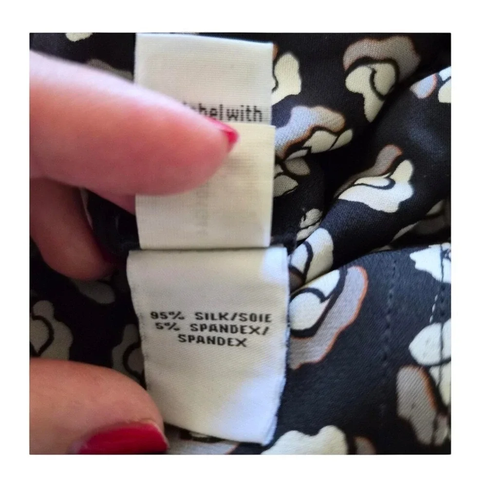 Diane von Furstenberg DVF Black White Floral Silk Jersey A-Line Skirt S890201G14